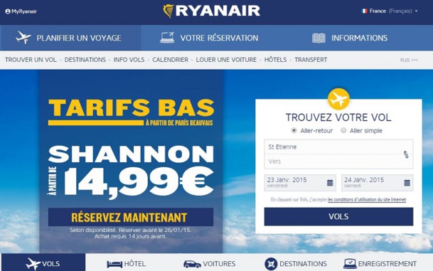 DR Capture d'écran ©ryanair.com