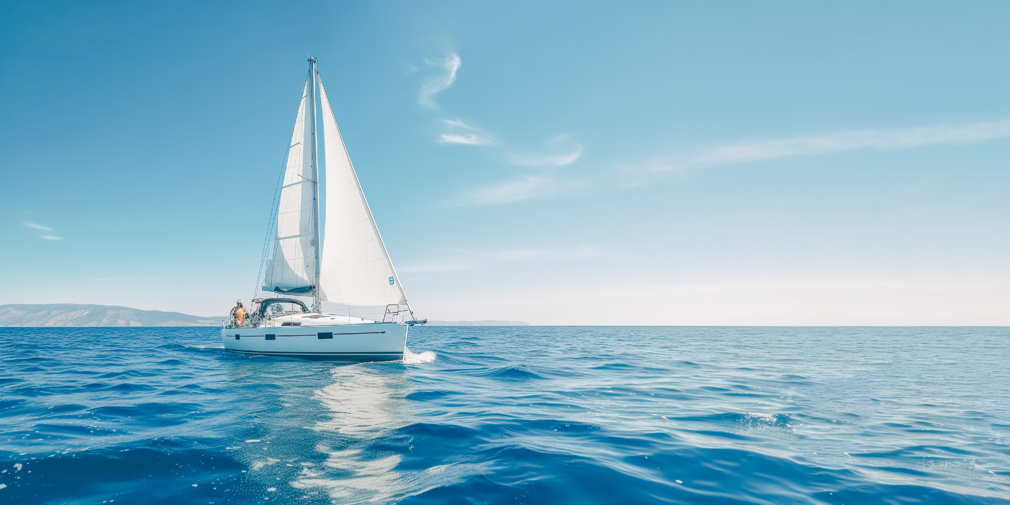 Magnifique voilier blanc comme neige dans l'océan bleu. Image panoramique. Génératrice d'IA. Illustration de haute qualité © SERGEI - stock.adobe.com Magnifique voilier blanc comme neige dans l'océan bleu. Image panoramique. Génératrice d'IA. Illustration de haute qualité © SERGEI - stock.adobe.com