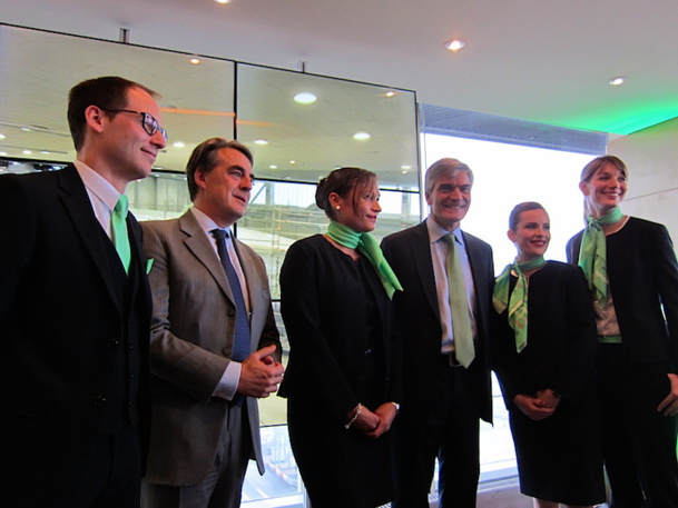 Alexandre de Juniac,CEO of Air France KLM attended the presentation of the new identity of the low-cost branch Transavia with its CEO Antoine Pussiau - DR-LAC Alexandre de Juniac,CEO of Air France KLM attended the presentation of the new identity of the low-cost branch Transavia with its CEO Antoine Pussiau - DR-LAC