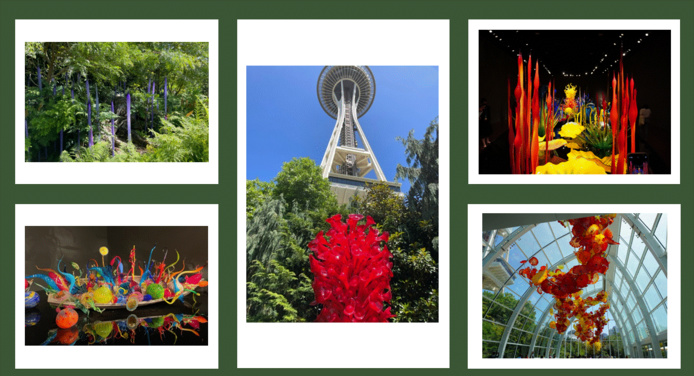 Au pied de la Space Needle, le plus grand espace jamais dédié à l’artiste verrier Dale Chihuly . Photos : C.Hardin Au pied de la Space Needle, le plus grand espace jamais dédié à l’artiste verrier Dale Chihuly . Photos : C.Hardin