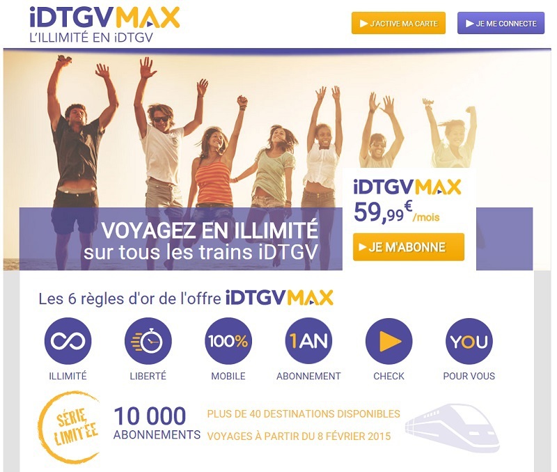 IDTGVMax est un service mobile sur 100% des trains. © IDTGV IDTGVMax est un service mobile sur 100% des trains. © IDTGV