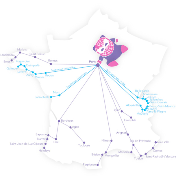 « Nous ne desservons pas l’axe Paris-Lille, ni le nord et l’est de manière générale car il s’agit plutôt de voyages professionnels. Nous visons une offre exclusive de loisirs », explique Rachel Picard. © IDTGV « Nous ne desservons pas l’axe Paris-Lille, ni le nord et l’est de manière générale car il s’agit plutôt de voyages professionnels. Nous visons une offre exclusive de loisirs », explique Rachel Picard. © IDTGV