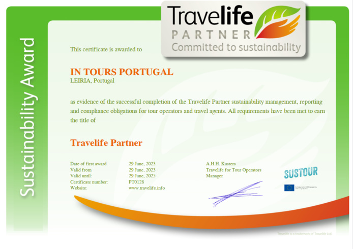 Tourisme Durable – IN TOURS PORTUGAL atteint le niveau Travelife Partner ! Tourisme Durable – IN TOURS PORTUGAL atteint le niveau Travelife Partner !