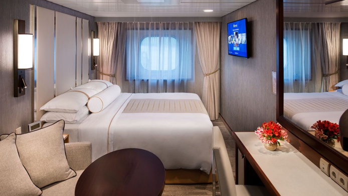 Une cabine de l'Azamara Journey. La compagnie Azamara a dévoilé ses itinéraires et nouveautés 2025 - Photo Azamara site web