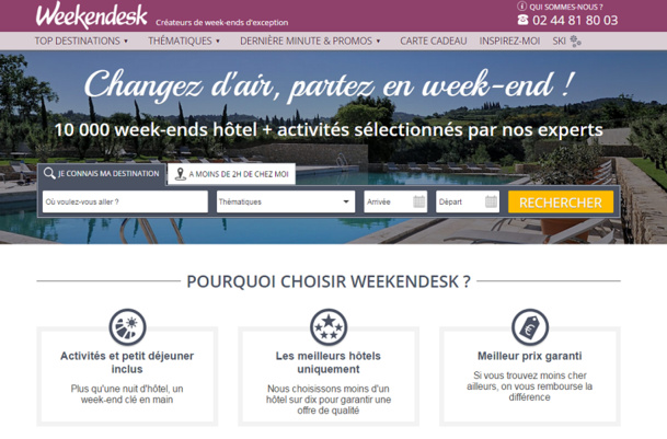 Weekendesk remporte l’IMC Award 2015 dans la catégorie « e-tourisme ». Une consécration pour l’entreprise qui fête sa première année de rentabilité. DR Capture d’écran Weekendesk remporte l’IMC Award 2015 dans la catégorie « e-tourisme ». Une consécration pour l’entreprise qui fête sa première année de rentabilité. DR Capture d’écran