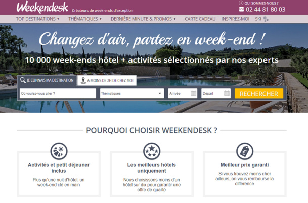 Weekendesk remporte l’IMC Award 2015 dans la catégorie « e-tourisme ». Une consécration pour l’entreprise qui fête sa première année de rentabilité. DR Capture d’écran