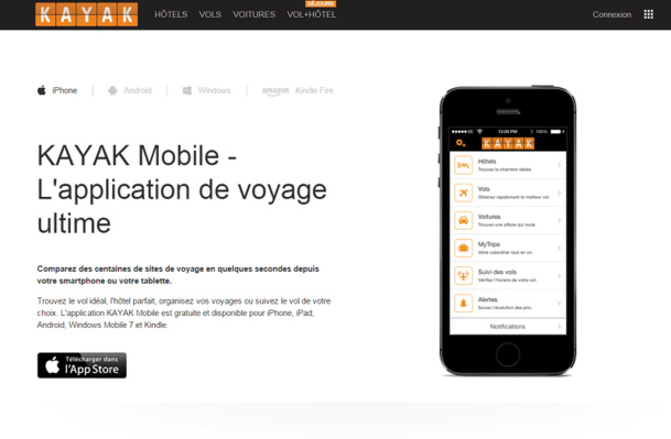 L’application mobile KAYAK s’équipe de deux nous veaux outils : « Hôtel pour ce soir » et « KAYAK explore ». DR Capture d’écran