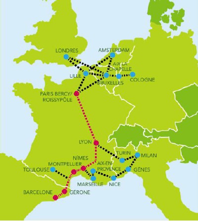 Le réseau des lignes iDBUS en France, Italie, Grande Bretagne, Pays-Bas, Belgique, Allemagne et Espagne - DR : iDBUS