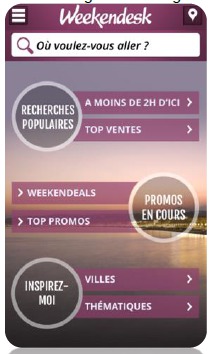 L'application mobile de Weekendesk est disponible gratuitement sur l'Apple Store - DR : Weekendesk L'application mobile de Weekendesk est disponible gratuitement sur l'Apple Store - DR : Weekendesk