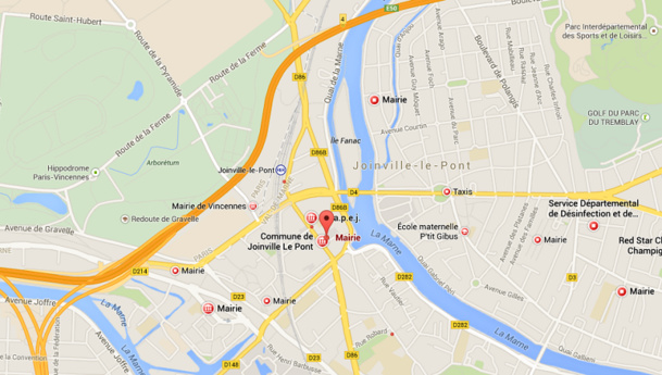 Le salon se tiendra dans la Salle des Fêtes de la Mairie de Joinville-les-Ponts dans le Val de Marne - DR : Google Maps