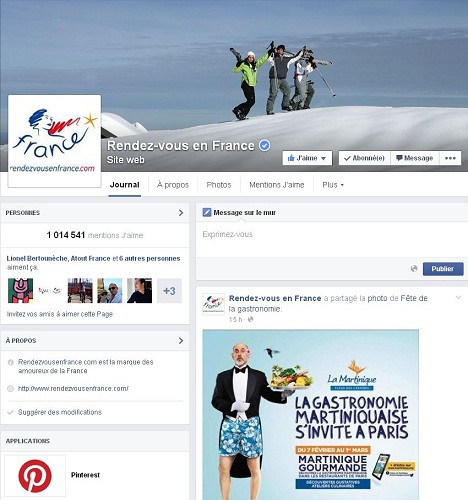 Atout France a regroupé ses 27 comptes internationaux sur une même page début 2015 - DR Facebook Atout France Atout France a regroupé ses 27 comptes internationaux sur une même page début 2015 - DR Facebook Atout France
