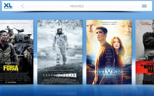 L’interface de la tablette Samsung Galaxy Tab que propose XL Airways contient des films inédits, des magazines, des jeux et un espace spécial pour les enfants. © Interactive Mobility