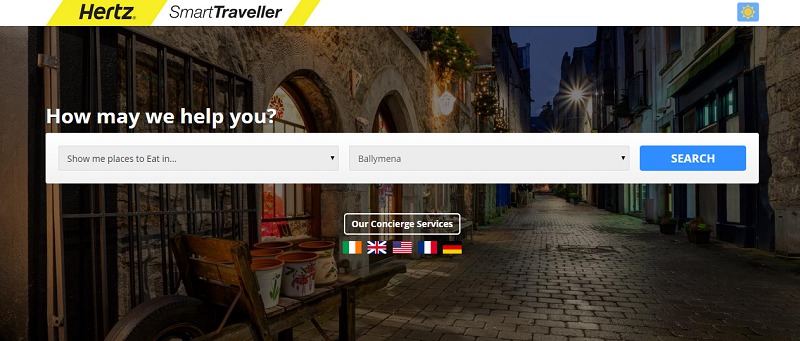 Hertz lance Hertz Smart Traveller, un service de conciergerie web pour les touristes de passage en Irlande. DR Capture d’écran