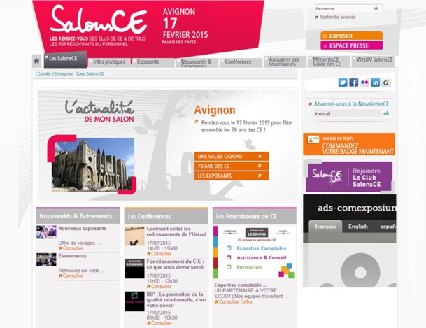 SalonsCE Avignon se tiendra le 17 février 2015, au Palais des Papes - DR : Capture d'écran SalonsCE SalonsCE Avignon se tiendra le 17 février 2015, au Palais des Papes - DR : Capture d'écran SalonsCE