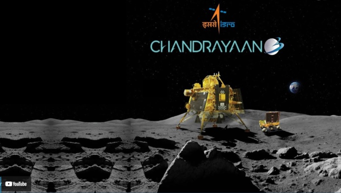 Inde : la sonde Chandrayaan-3 a réussi son alunissage - Photo capture écran you tube Inde : la sonde Chandrayaan-3 a réussi son alunissage - Photo capture écran you tube