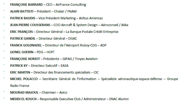 La liste complète des membres du jury du Challenge ENAC Alumni Avico - Cliquez pour zoomer La liste complète des membres du jury du Challenge ENAC Alumni Avico - Cliquez pour zoomer