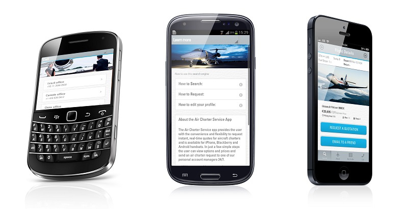 ACS a développé une application mobile, "Private Jet Prices", mais profite de l'investissement pour remettre à jour son site mobile - DR : ACS