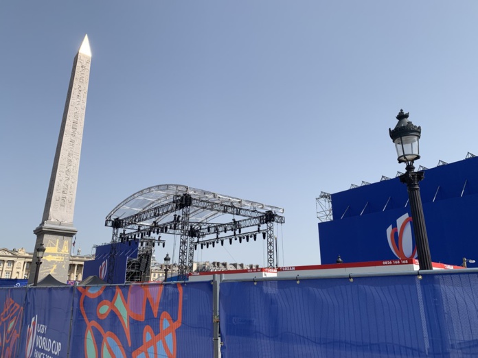 Ultimes préparatifs avant l'ouverture du Paris Village Rugby vendredi prochain sur la place de la Concorde pour la Coupe du Monde de Rugby  ©David Savary