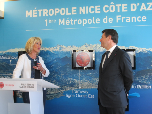 D. Serra, créatrice et organisatrice du Rallye et C. Estrosi député-maire de Nice, la ville de départ de la 25ème édition, lors de la présentation dans les locaux parisiens de la Maison Métropole de Nice Côte d'Azur - DR : M.S. D. Serra, créatrice et organisatrice du Rallye et C. Estrosi député-maire de Nice, la ville de départ de la 25ème édition, lors de la présentation dans les locaux parisiens de la Maison Métropole de Nice Côte d'Azur - DR : M.S.