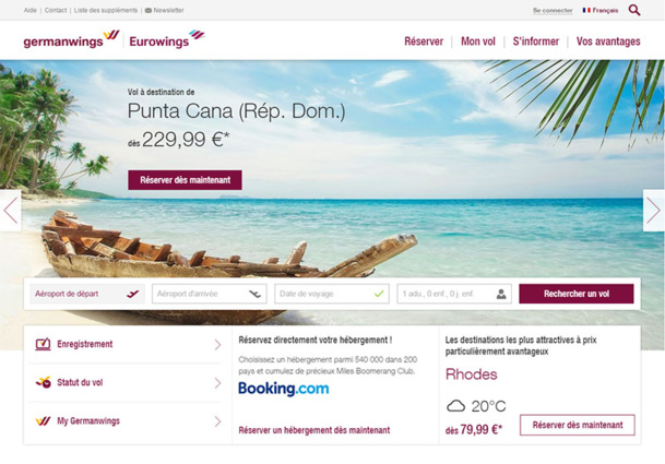 Les billets sont en vente dès ce jour, depuis Cologne, vers les Caraïbes (Varadero et Punta Cana), Dubaï et la Thaïlande - DR : Capture d'écran Eurowings