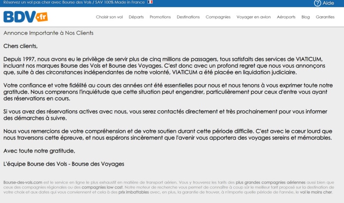 Bourse des Vols placée en liquidation judiciaire