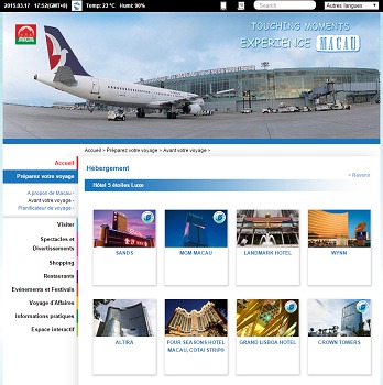 L'Office de Tourisme de Macao fait la promotion de ses hôtels sur son site Internet - Capture d'écran L'Office de Tourisme de Macao fait la promotion de ses hôtels sur son site Internet - Capture d'écran