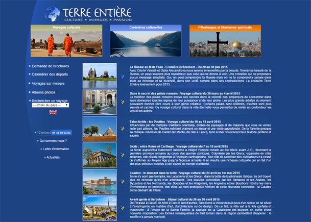 Terre Entière, known for its cultural and humanist trips was put under judicial review on March 12, 2015 - Screenshot Terre Entière