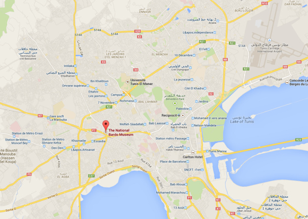 Le Musée du Bardo est situé en plein centre de Tunis - DR : Google Maps