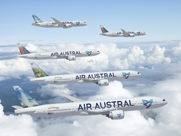 Fin 2016, la flotte long-courrier d'Air Austral sera composée de 3 B777-300ER et de 2 B787-8 - DR : Air Austral