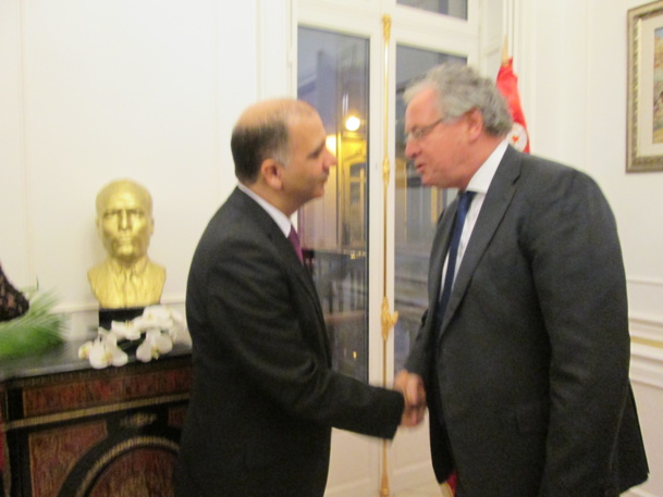 S.E. Mohamed Ali Chihi Ambassadeur de Tunisie en France et René-Marc Chikli président du SETO hier soir à  l'occasion de la fête nationale tunisienne.