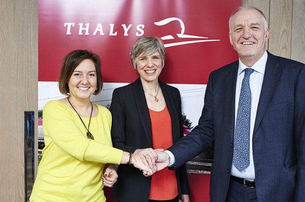 Agnès Ogier, CEO et administrateur de Thalys, Rachel Picard, Directrice Générale de Voyages SNCF et administrateur de Thalys et Jo Cornu, CEO de SNCB et futur président du Conseil d’Administration - DR : Thalys