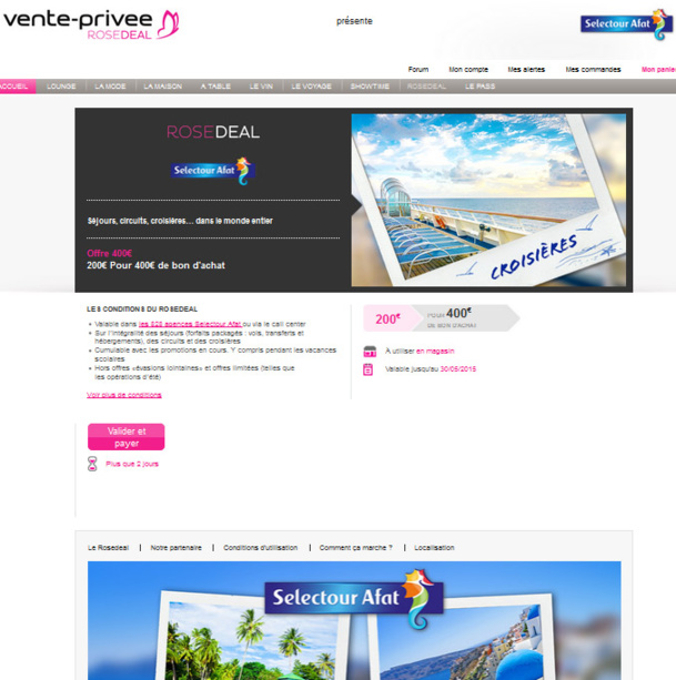 Selectour Afat lance une opération de couponing sur Vente-Privee.com Selectour Afat lance une opération de couponing sur Vente-Privee.com
