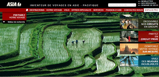Capture d'écran du site Internet d'Asia