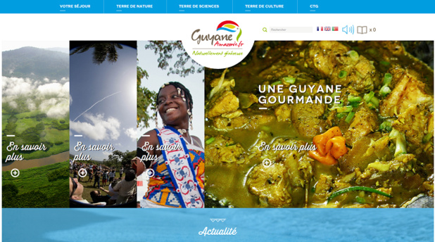 Page d'accueil du nouveau site Internet lancé par le Comité du Tourisme de Guyane - Capture d'écran Page d'accueil du nouveau site Internet lancé par le Comité du Tourisme de Guyane - Capture d'écran