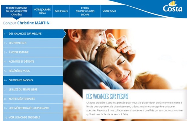 Yesterday, Costa Croisière launched an innovative functionality: “the emotional quote”. © Costa Yesterday, Costa Croisière launched an innovative functionality: “the emotional quote”. © Costa