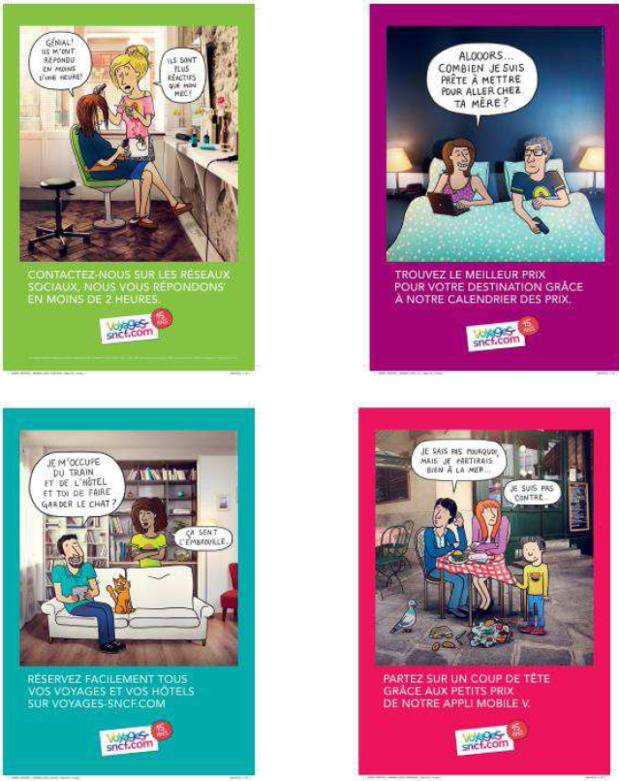 Les 4 visuels de la campagne d'affichage de Voyages-sncf.com - DR : Fanny Cooper Les 4 visuels de la campagne d'affichage de Voyages-sncf.com - DR : Fanny Cooper