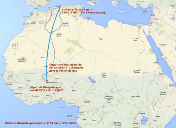 Le 24 juillet 2014, Air Algérie perdait le contact du vol AH 5017 qui effectuait la liaison entre Ouagadougou (Burkina Faso) et Alger, 50 minutes après son décollage - DR