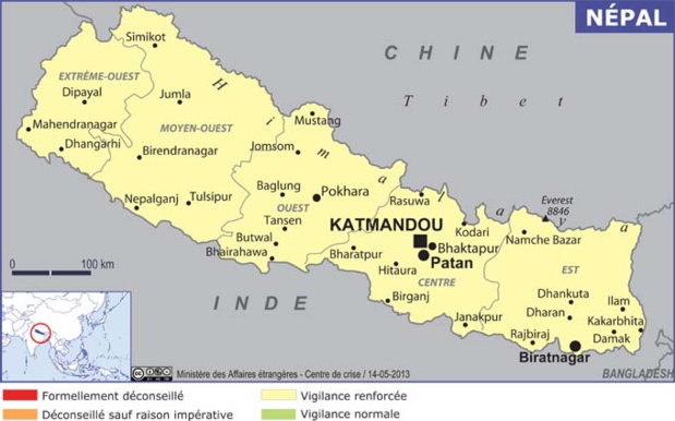 La carte du Népal publié par le MAE - DR