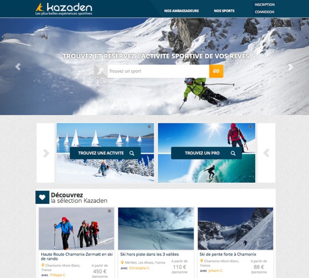 Avec Kazaden, les particuliers ont accès à un immense catalogue d'activités exceptionnelles proposées en direct par plus de 150 guides et moniteurs certifiés. (c)Kazaden Avec Kazaden, les particuliers ont accès à un immense catalogue d'activités exceptionnelles proposées en direct par plus de 150 guides et moniteurs certifiés. (c)Kazaden