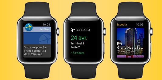 L'application d'Expedia pour l'Apple Watch est disponible gratuitement sur l'App Store - DR : Expedia