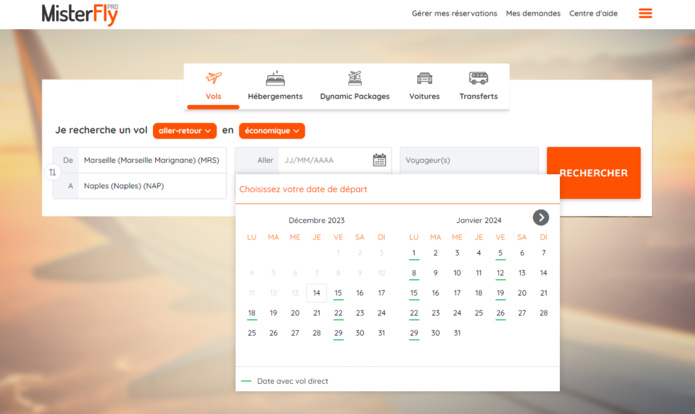 Misterfly lance le calendrier des vols directs 🔑