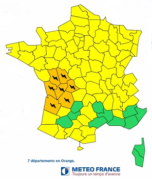 7 départements sont en vigilance orange aux orages - DR : Météo France
