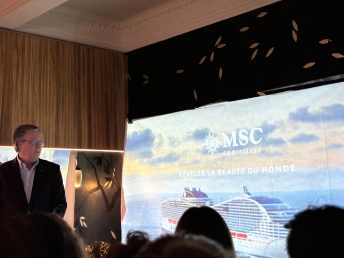 Patrick Pourbaix, directeur général MSC Croisières France, dévoile le nouveau spot de la compagnie qui sort le 14 janvier sur les écrans français.