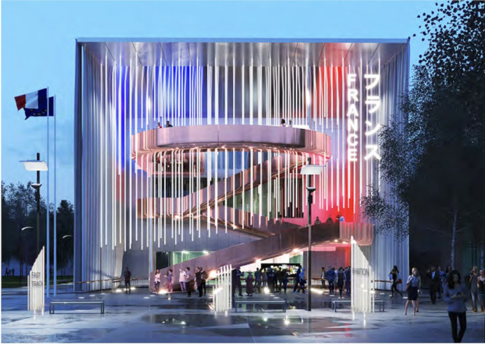 Façade du Pavillon France lors de l'Exposition universelle Osaka 2025 - France Expo Osaka 2025