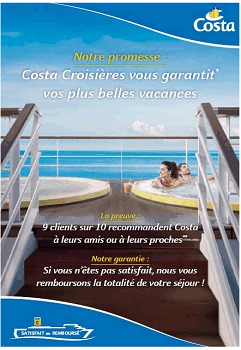 Costa continue de communiquer pour soutenir les ventes de l'été et de l'automne 2015 - DR : Costa Croisières Costa continue de communiquer pour soutenir les ventes de l'été et de l'automne 2015 - DR : Costa Croisières