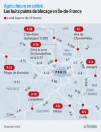 La liste des lieux de blocage autour de Paris - Crédit photo : Le Parisien La liste des lieux de blocage autour de Paris - Crédit photo : Le Parisien
