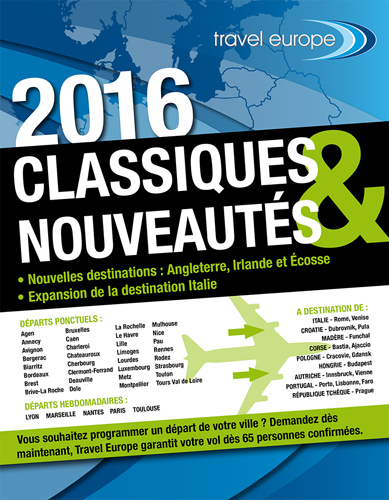 Travel Europe édite une brochure avant-première 2016 Travel Europe édite une brochure avant-première 2016