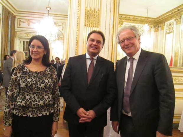S.E. Ehab Badawy, ambassadeur d’Egypte en France, entouré par Riham Wahid, nouvelle directrice du Tourisme pour la France et René-Marc Chikli, président du SETO. Était aussi présent Richard Soubielle pour le SNAV - DR : M.S.