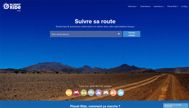 Planet Ride enregistre 12 000 visiteurs par mois sur le site. 160 demandes de voyages sont en cours de traitement, principalement pour des départs en 2016, mais six sont d'ores et déjà confirmées pour l'été - DR Capture d'écran Planet Ride Planet Ride enregistre 12 000 visiteurs par mois sur le site. 160 demandes de voyages sont en cours de traitement, principalement pour des départs en 2016, mais six sont d'ores et déjà confirmées pour l'été - DR Capture d'écran Planet Ride