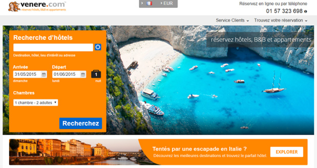 Jusqu'au 19 juin 2015, Venere.com augmente la commission des agents de voyages - Capture d'écran